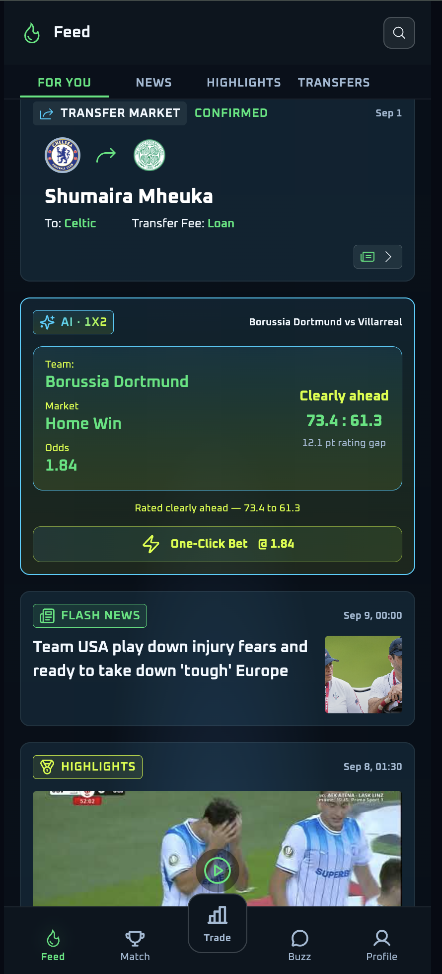 GoalFi feed screen